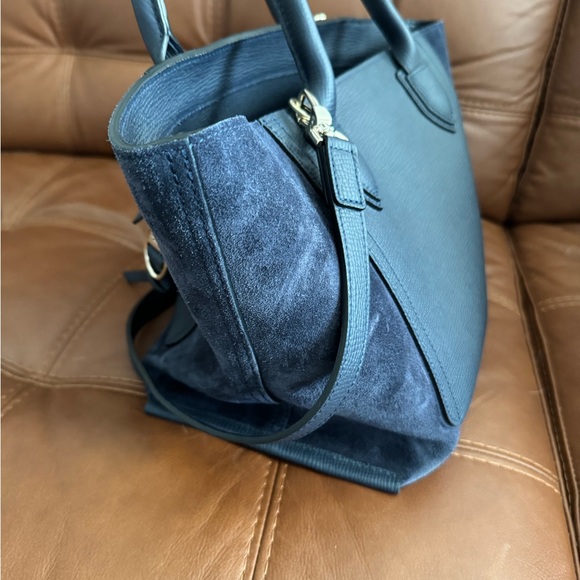 Longchamp Navy Suede & Leather Satchel Hard to find - Picture 3 of 6